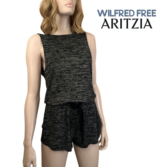 Artizia Wilfred Free Romper Playsuit Shorts Jumpsuit Rayon Blend Knit Grey Tweed - Picture 1 of 16